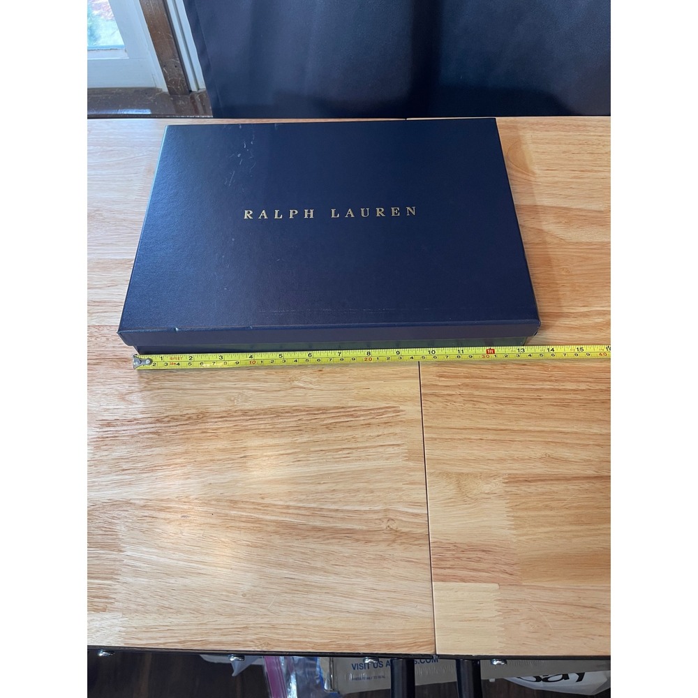 Ralph Lauren Navy Blue Gold Logo Luxury Gift Box Storage 15.5x11.5x2 inch